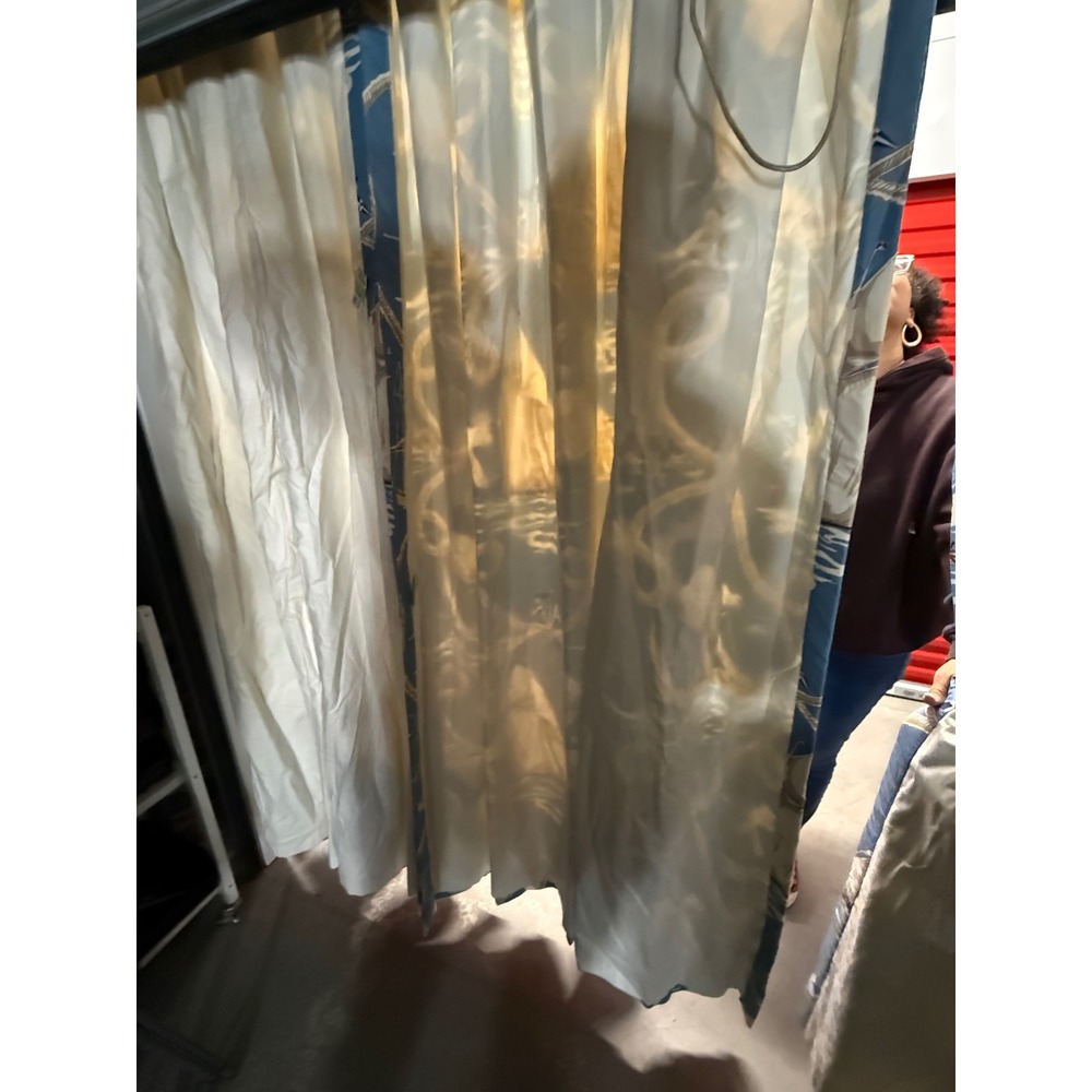 Summer Regatta Linen Print, Navy - Schumacher Curtain (4)) Panels 84in - Picture 7 of 13
